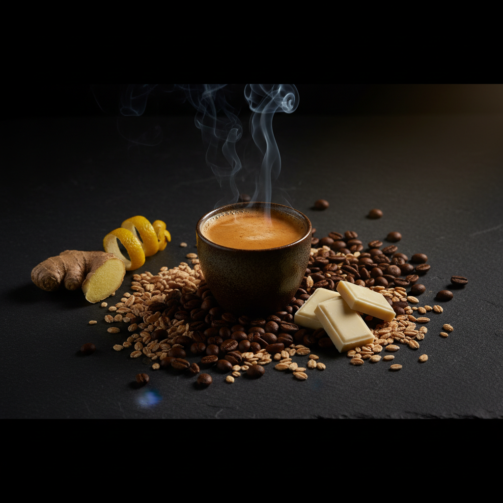 Kaffee, weiße Schokolade und Zitrusfrüchte in warmem und dunklem Licht: die gourmand-nächtliche Seite